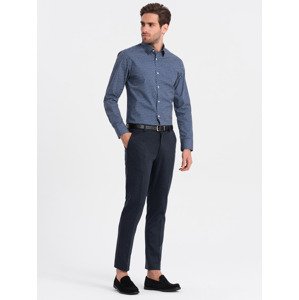 Ombre Men's fine pattern SLIM FIT shirt - navy blue