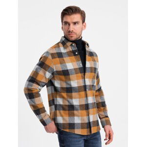 Ombre Men's plaid flannel shirt - yellow and black