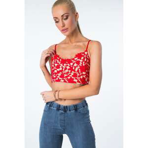 Short red lace top