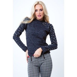 Turtleneck with pearls, dark grey