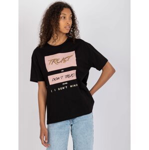 Black oversize T-shirt with gold application