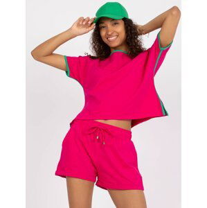 Pink and green cotton basic set with shorts RUE PARIS