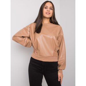 Camel sweatshirt with eco-leather insert Ancora RUE PARIS