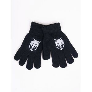 Yoclub Kids's Boys' Five-Finger Gloves With Reflector RED-0237C-AA50-001