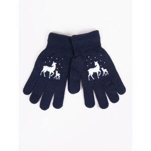 Yoclub Kids's Girls' Five-Finger Gloves RED-0012G-AA5A-013 Navy Blue