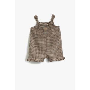 Koton Baby Girl Brown Plaid Jumpsuit