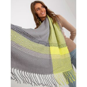 Gray and yellow women's knitted scarf