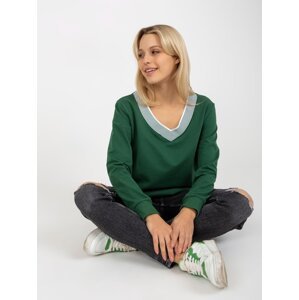 Lady's dark green blouse with long sleeves