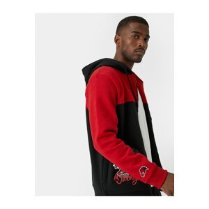 Koton Basketball Printed Hooded Sweatshirt Raised Zipper