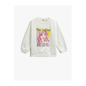 Koton Anime Printed Sweatshirt Crew Neck