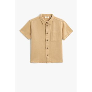 Koton Linen Blend Fabric Shirt Short Sleeve