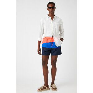 Koton Marine Shorts with Color Block, Lace-Up Waist