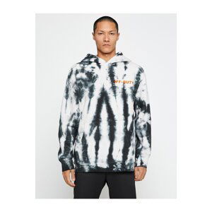 Koton Basic Hooded Sweatshirt Slogan Printed Abstract Pattern Pocket Detailed.