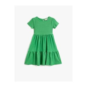 Koton Dress Basic Midi Short Sleeve Round Neck Tiered