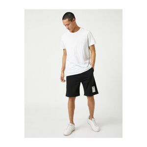 Koton Basic Shorts with Lace Waist Slogan Label Printed Pockets