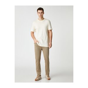 Koton Slim Fit Trousers 5 Pockets Buttoned Textured