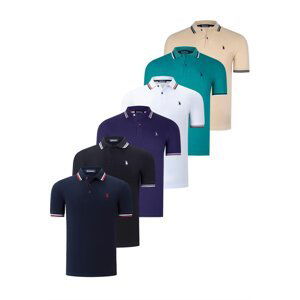 SIX SET T8594 DEWBERRY MENS T-SHIRT-BLACK-WHITE-NAVY-PURPLE-BEIGE-GREEN