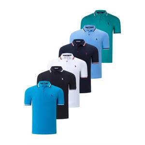 SIX SET T8594 DEWBERRY MENS T-SHIRT-BLACK-WHITE-NAVY-DARK BLUE-GREEN-LIGHT BLUE