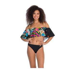 Dagi Women's Black Floral Patterned Flounce Bikini Set