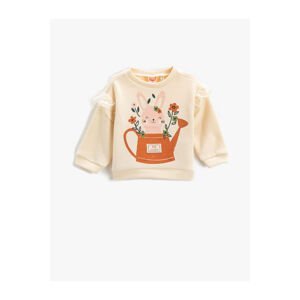 Koton Sweatshirt Bunny Printed Tulle Ruffle Detailed Long Sleeve