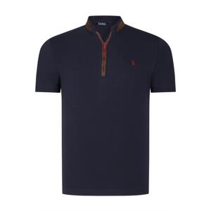 T8571 DEWBERRY ZIPPERED MEN'S T-SHIRT-PLAIN NAVY BLUE