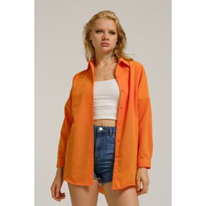 armonika Women's Orange Oversize Long Basic Shirt