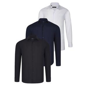 TRIPLE SET G726 DEWBERRY SHIRT-BLACK-WHITE-NAVY BLUE