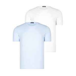 DUAL SET T8569 DEWBERRY BIKE COLLAR MENS T-SHIRT-BLUE-WHITE