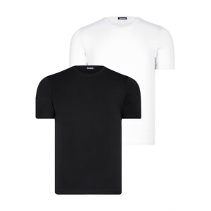 DUAL SET T8569 DEWBERRY BIKE COLLAR MENS T-SHIRT-DARK BLACK-WHITE