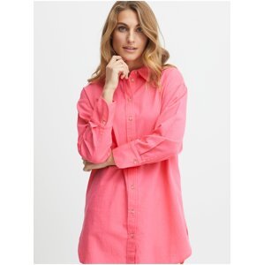 Pink Ladies Shirt with Linen Fransa - Ladies