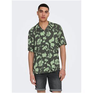 Green Mens Patterned Short Sleeve Shirt ONLY & SONS Dash - Men