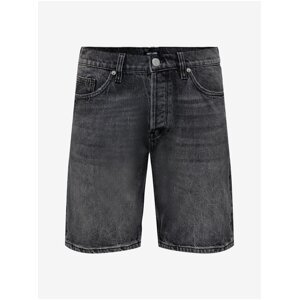 Black Mens Denim Shorts ONLY & SONS Edge - Men