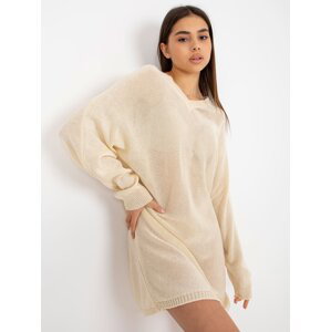 Light beige loose knitted dress for summer