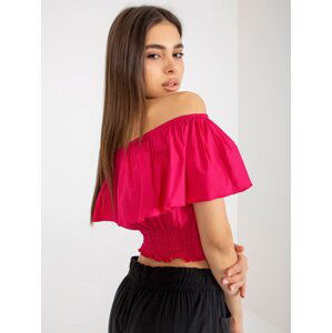 Fuchsia short Spanish blouse with frills