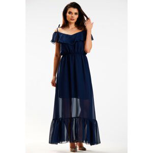 Awama Woman's Dress A573 Navy Blue