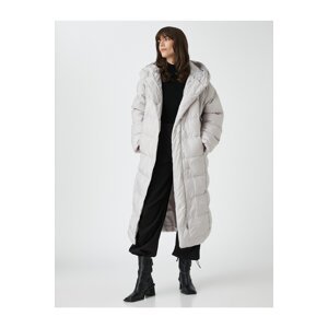 Koton dlhý nafúknutý kabát s kapucňou s patentkami