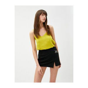 Koton Satin Tank Top with V-Neck Strap