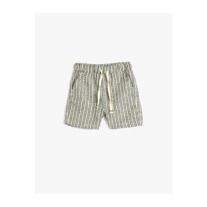 Koton Linen Shorts Pocket Elastic Waist Tied Cotton