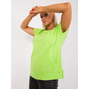 Light green plus size blouse with pockets