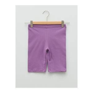 LC Waikiki Basic Cotton Girls' Short Leggings with an Elastic Waist.