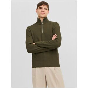 Khaki Mens Ribbed Sweater Jack & Jones Perfect - Men