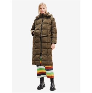 Khaki Desigual Tetris Winter Quilted Jacket - Ladies