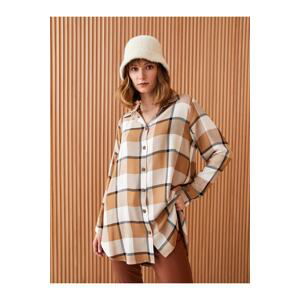 LC Waikiki Women's Shirt Collar Plaid Long Sleeve Tunic