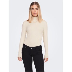 Beige Women's Ribbed Turtleneck ONLY Karol - Ladies