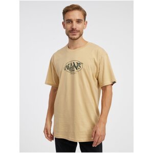 Beige Mens T-Shirt VANS Snaked Center Logo - Men