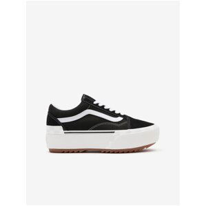 White and Black Womens Suede Details Sneakers on VANS Ol Platform - Women