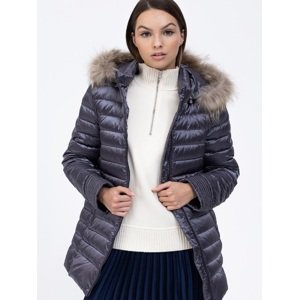 Grey down jacket with raccoon dog Tiffi St. Anton