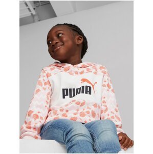 Light Pink Girly Patterned Hoodie Puma ESS - Girls