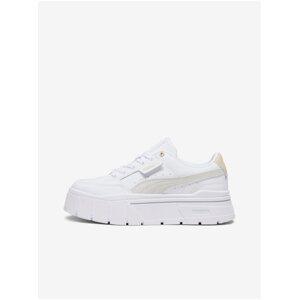 White Women's Leather Sneakers on Puma Mayze Stack Platform - Women