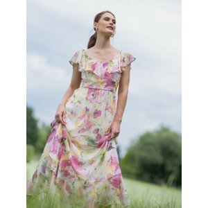 Orsay Pink-White Women Floral MaxiDresses - Ladies